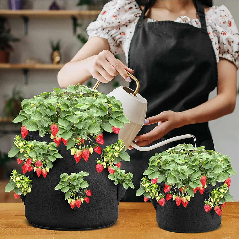 Breathable 7 Gallons Grow Bags Potato Planter Bag Plant Containers Felt Non-Woven Fabric Strawberry Planter Pots