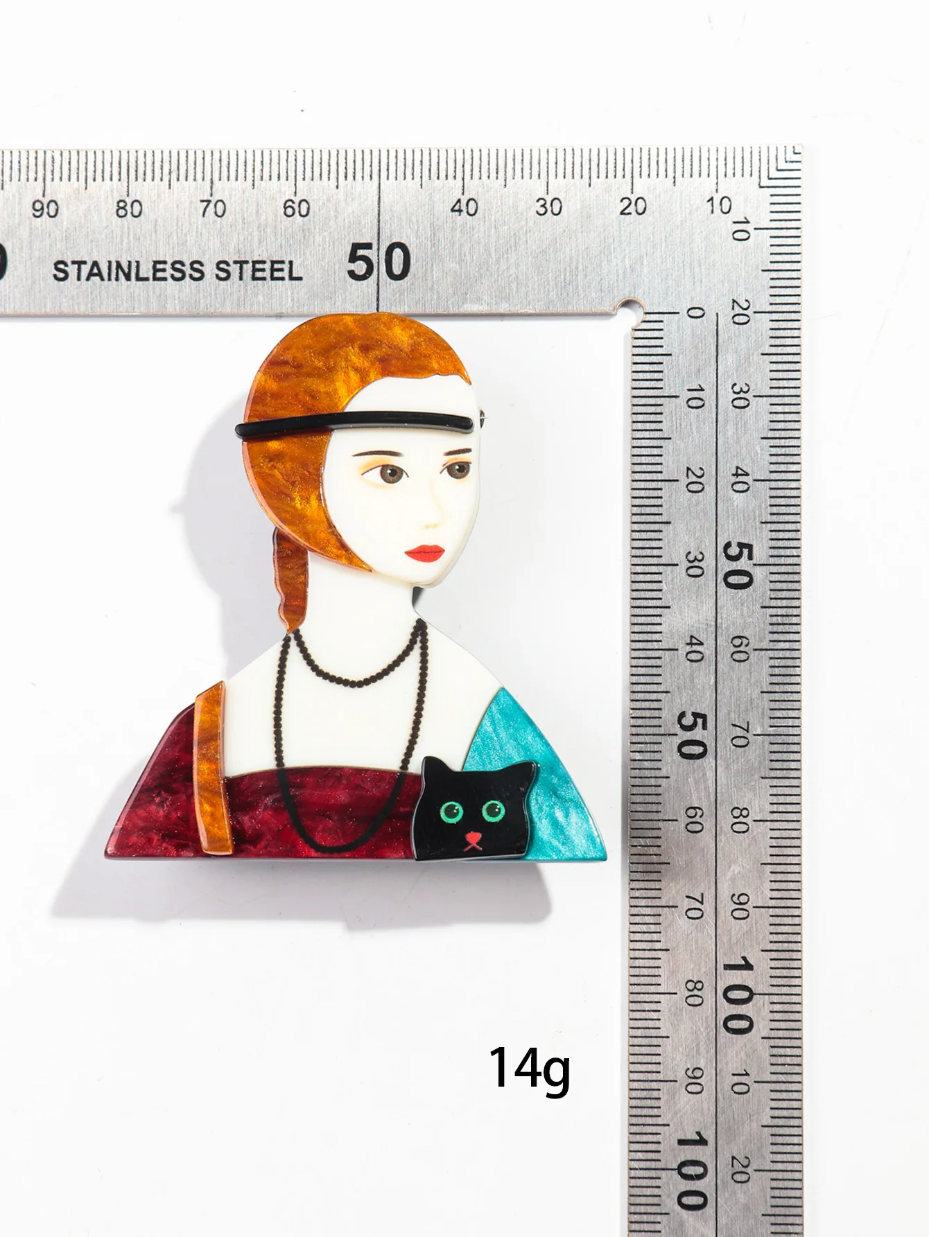 Casual Demure Long Hair Women Clothing Accessories Cute Cartoon Black Cat Elegant Customizable Acrylic Brooch for Girls
