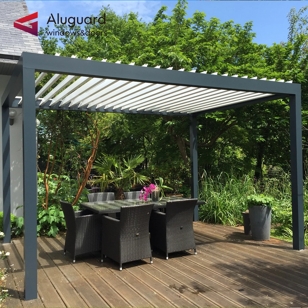 Luxury Modern design  garden pergola outdoor Waterproof pergola  custom  bioclimatique aluminium Lowe glass sun shade pergola