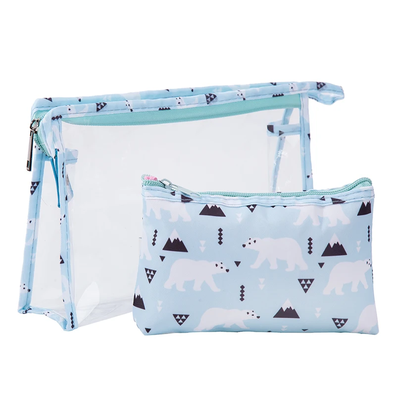 Custom Logo Travel Transparent Waterproof  Zipper  Pouch PVC Clear Cosmetic Makeup Bags