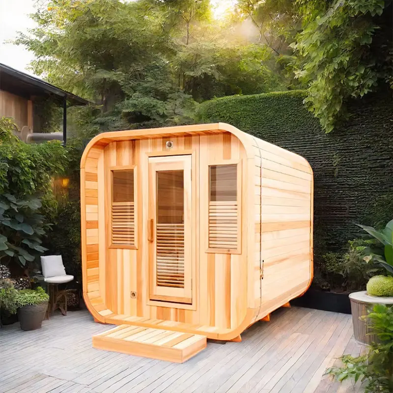 Outdoor 4 Person Solid Wood Red Cedar Steam Electric Heating Furnace Sauna Room