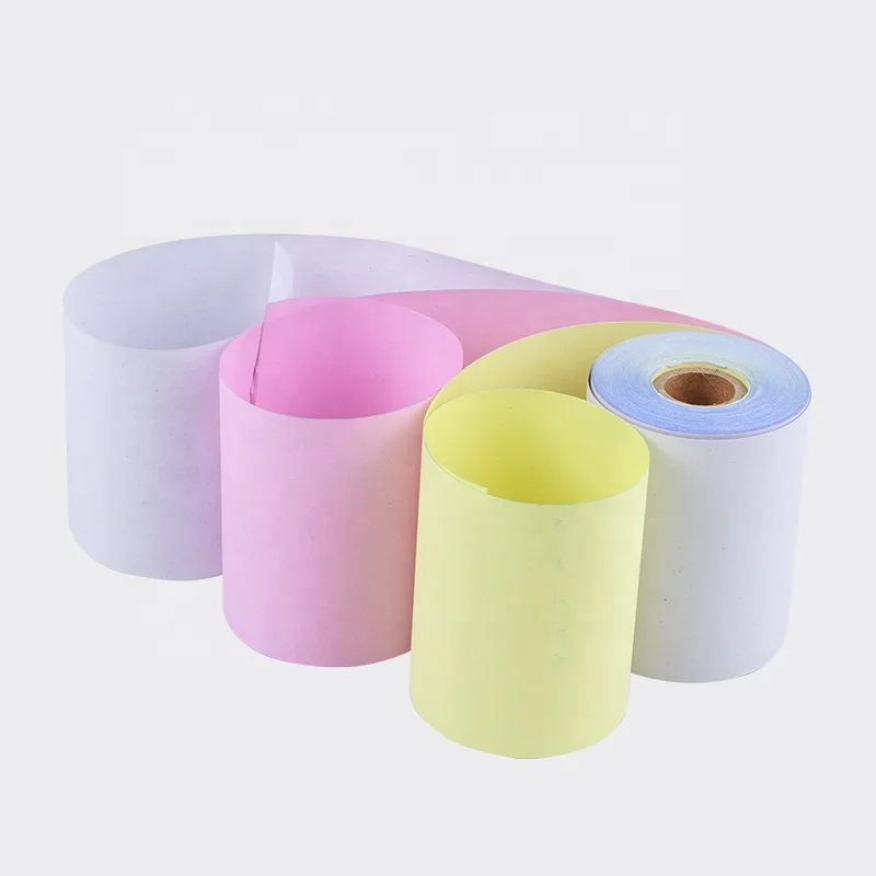 China Manufacturer Hot sell 2/3/4ply NCR Rolls 57mm copy function carbonless paper rolls for black