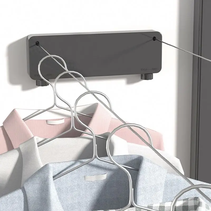 Retractable Clothesline Indoors Laundry Line with Adjustable Stainless Steel Double Rope Wall Mounted Space-Saver Drying Line