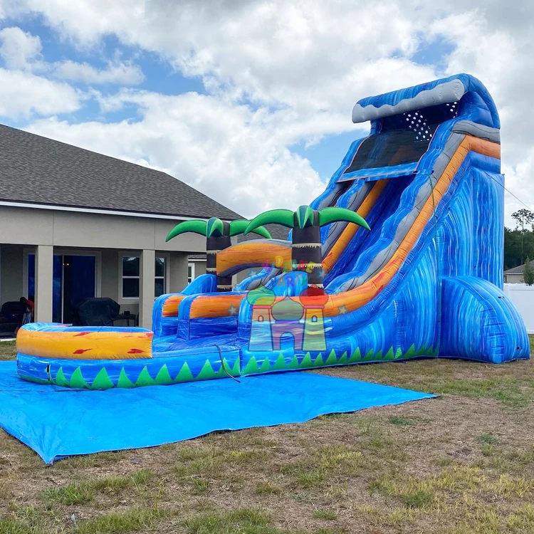 Backyard kids commercial wet bounce house juegos inflables acuaticos blue crush inflatable water slide
