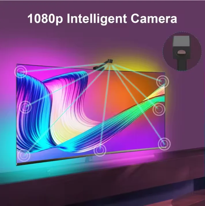3.8M 12V Sync Game Alexa Google Home 55-65inches Ambient TV Backlight Flexible Smart 5050 Led RGB Strip Lights for TV for Room