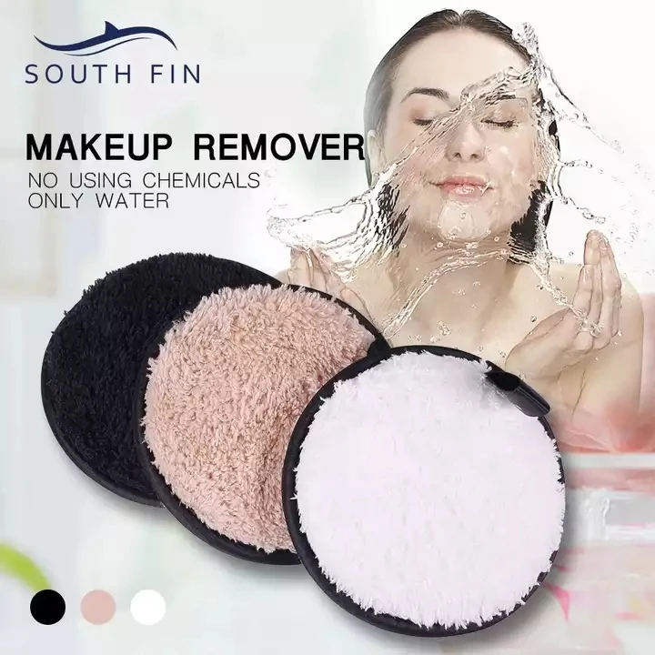 HMU Custom Makeup Remover Pad Facial Cleaning Round Puff Washable Face Microfiber Make Up Colorful Reusable Makeup Remover Pads