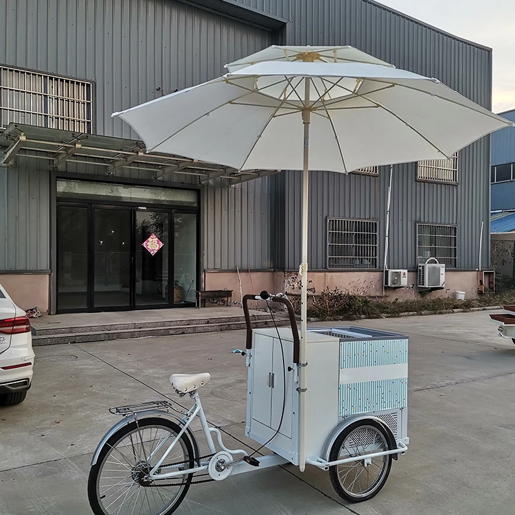 Popular Bigger Freezer Bike Ice Cream Cart Bicycle For Sale Vending Coconut Express Cart Push Food Truck Tricycle