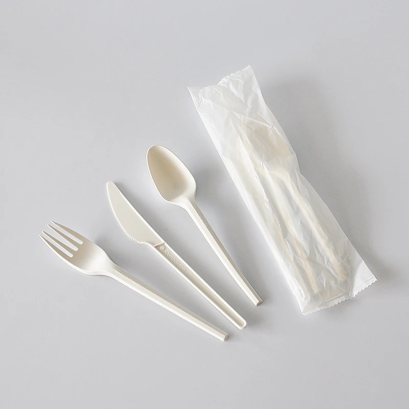 Biodegradable PLA  Plastic Cutlery Compostable Flatware Set PLA Plant Based Cutlery