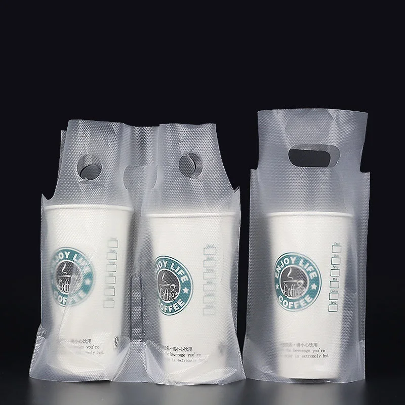Customized Milk Tea Takeaway Packaging Bag Disposable Net Red Single Cup Double Cup Beverage Portable Plastic Bag