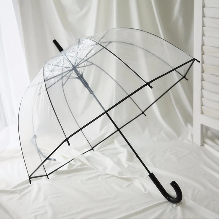 LOTUS Wholesale Cheap PVC Custom Printing Rain Straight Fashion Transparent Clear Umbrella for Wedding