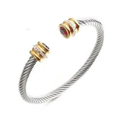 fashion jewelry stainless steel birthstone cuff bracelet crystal for