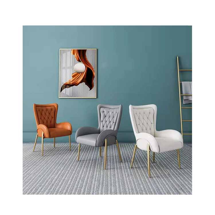 Modern luxury hotel furniture velvet dinning accent chairs with gold