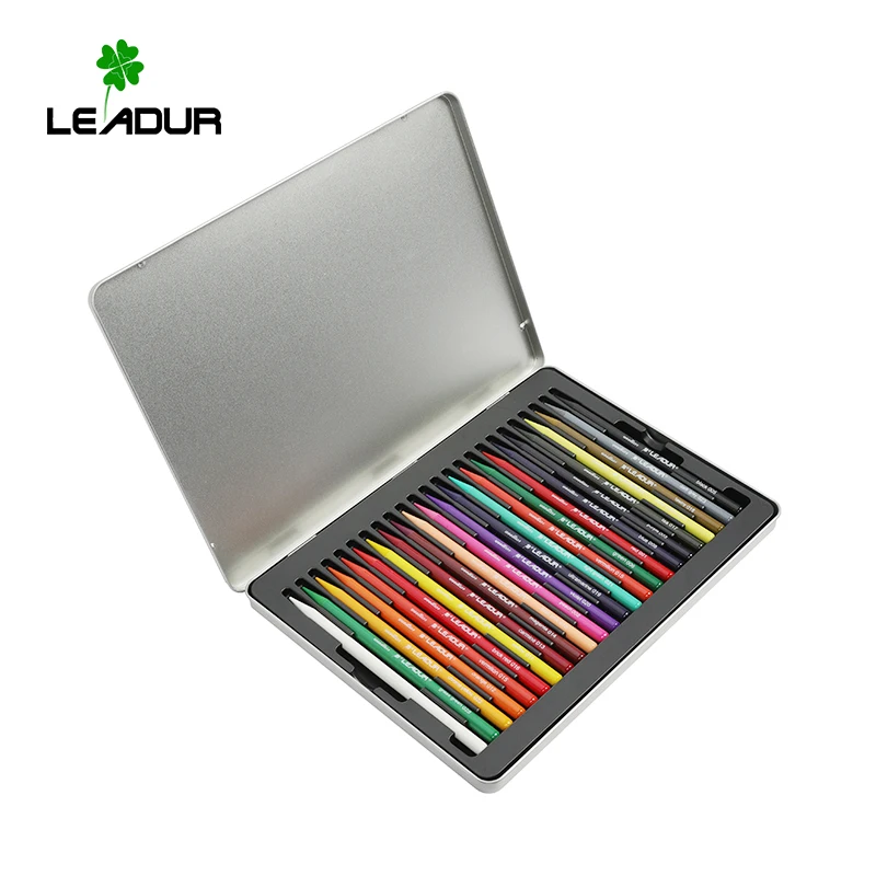High quality 24 color woodless pencil custom color pencil set with box coloring pencil for kids