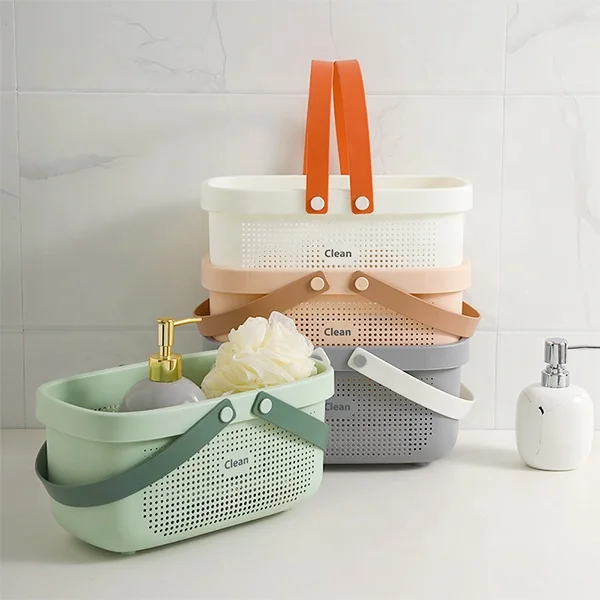 Bathroom Portable Plastic Organizer Storage Shower Caddy Tote Basket  with handle