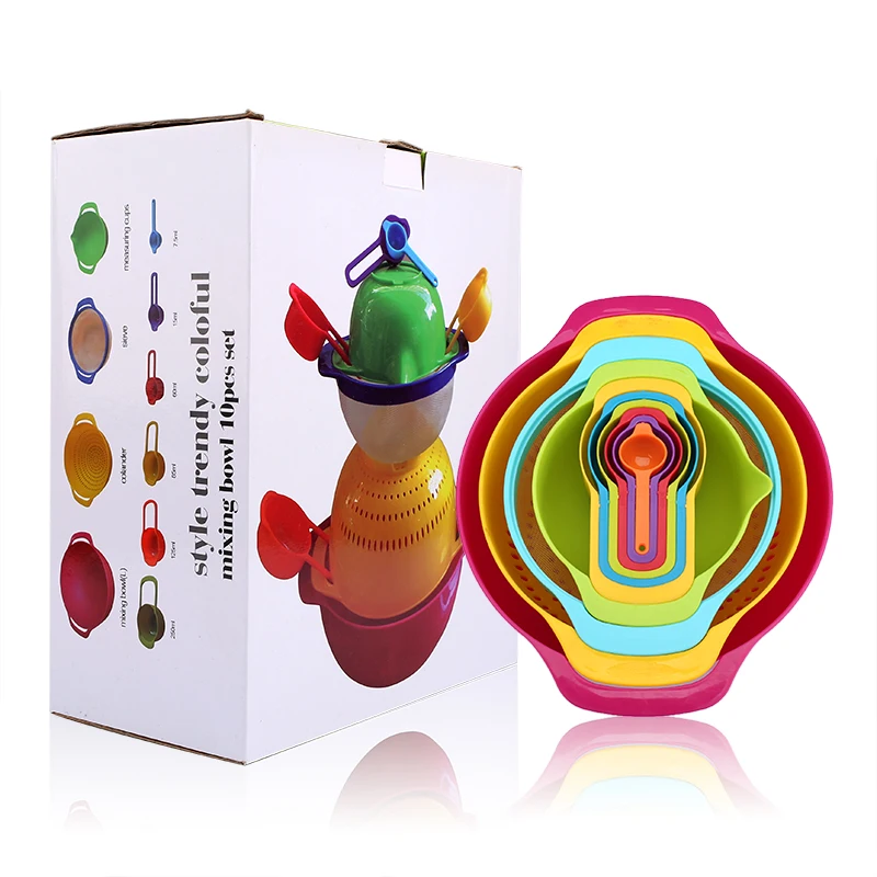 
Amazon creative Colorful Salad Bowl Fruits and Vegetables plastic bowl cooking utensils Measuring cup measuring spoon measuring 