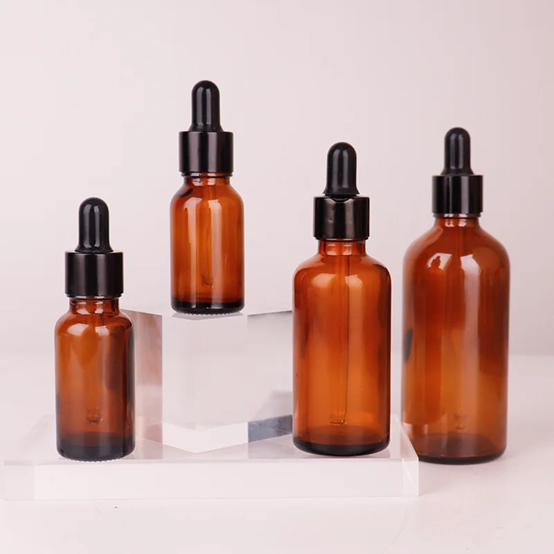 flacon compte-gouttes en verre luxe cheveux 5ml 10ml 15ml 20ml 30ml 50ml 100ml ambre flacon en verre vide