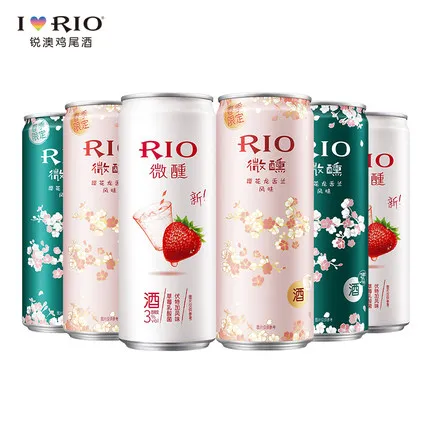 Предварительно смешанный коктейль Rio слегка пьяный 330 мл * 10 банок с низким содержанием алкоголя Фруктовое вино для девушек
