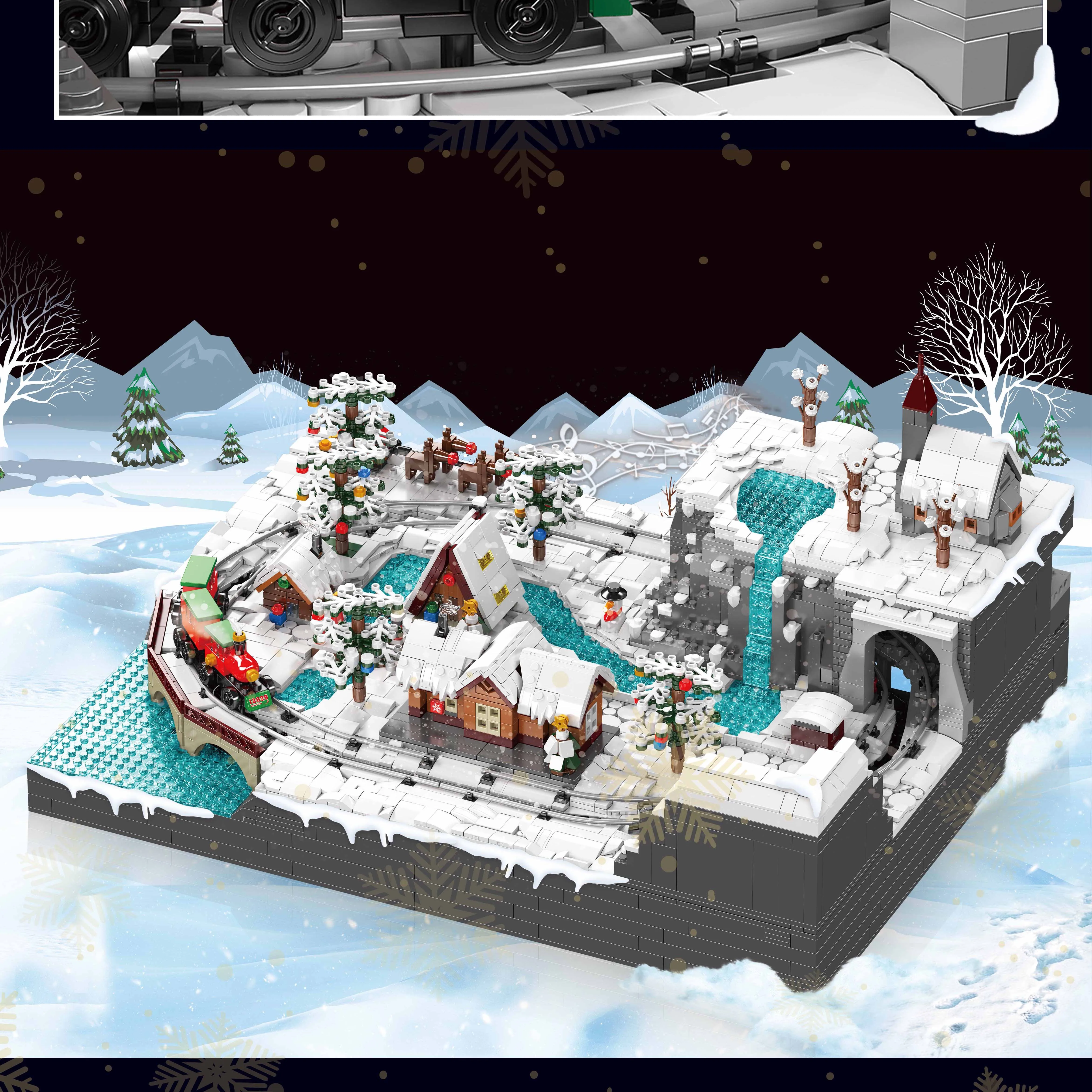 MOULD KING 12029 World Railway Series Merry Christmas Train Wonderland toy bricks XM model gift for children