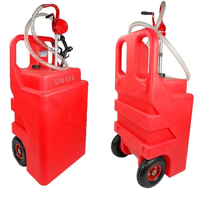 32 Gallon Plastic  Fuel Caddy Portable Tank With Hand  Transfer Pump