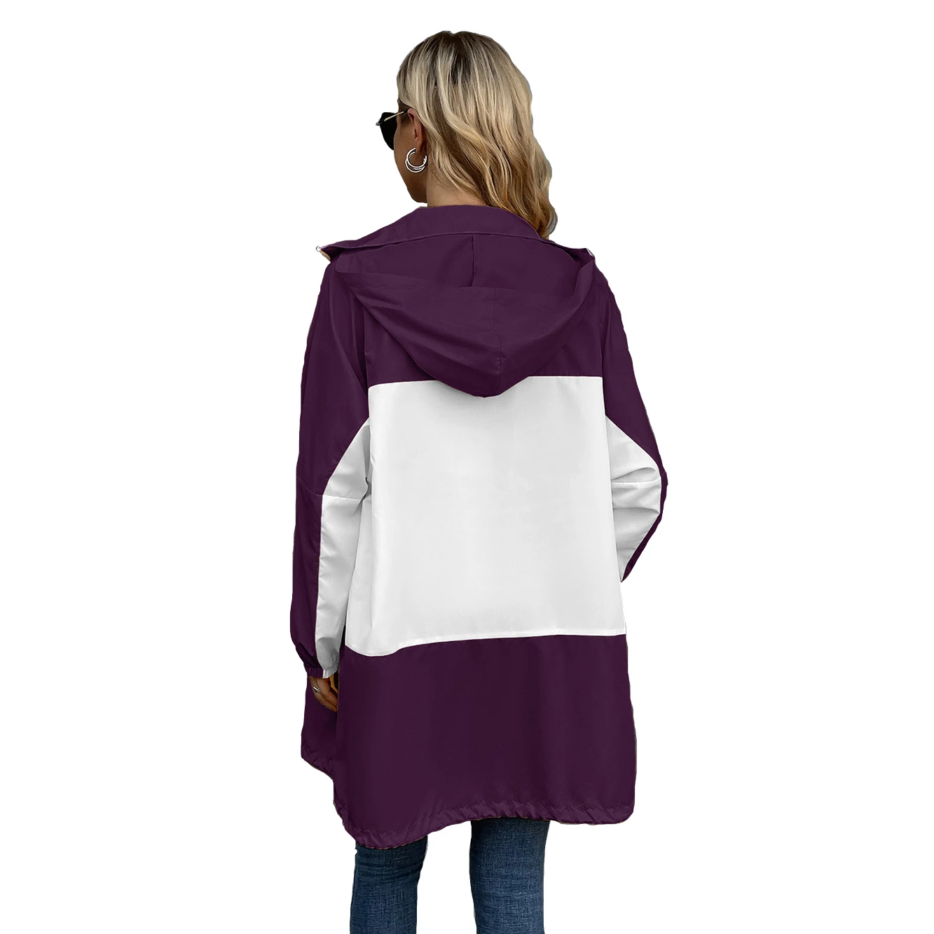 Hooded color-blocked waterproof garment outdoor sports hiking casual jacket women summer thin coat