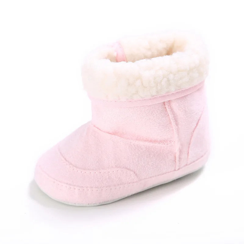 Newborn Infant Baby Girls Snow Boots Winter Warm Baby Shoes Solid Button Plush Ankle Boots 0-18M