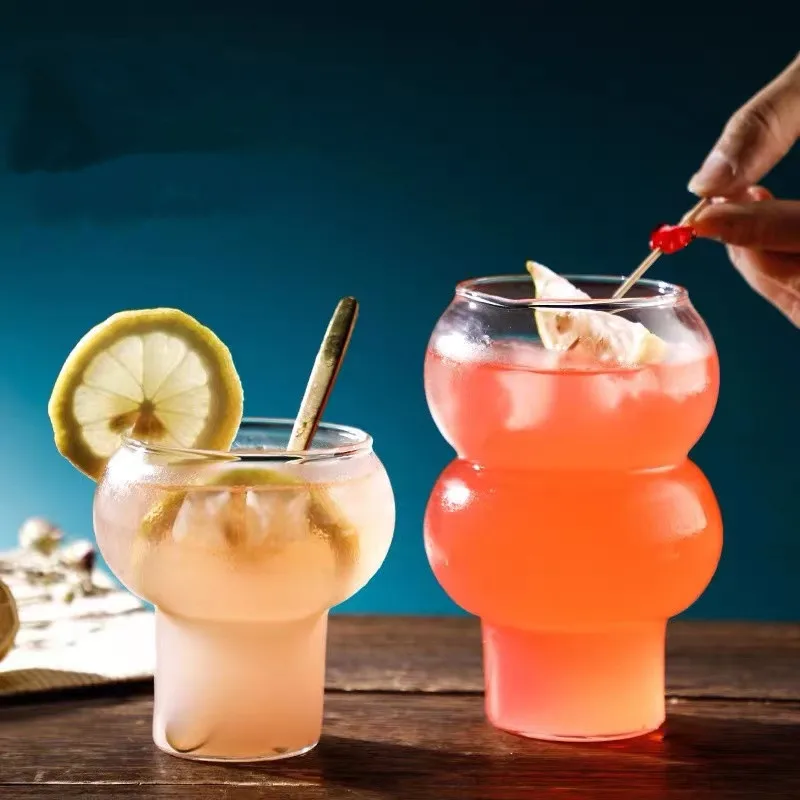56H New high borosilicate glass gourd shape single tier transparent lemon juice cola glass