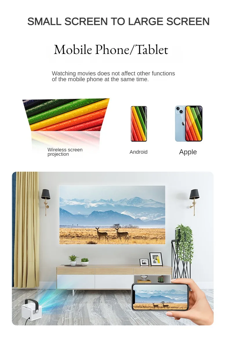 YUNDOO Mini Projector CY305 Dlp 1080p Smart Android Wifi Bt Quad Core Mobile Phone Projector For Home Theater/outdoor/meeting