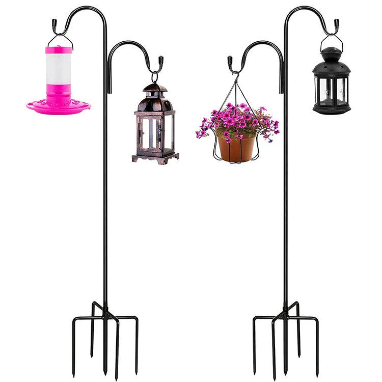 Garden Shepherd Hooks Plant Hook Garden Stake Outdoor Plant Black Stand Hanger For Hanging Plants Solar Lights Bird Feeders