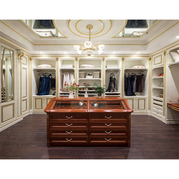 French style antique mdf wood cabinet almirah furniture design royal luxury white oak solid wooden bedroom wardrobe set