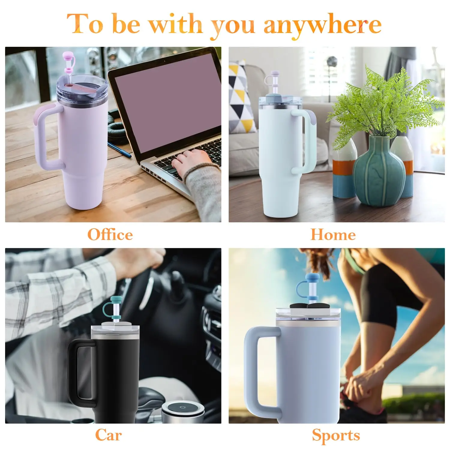 Custom Round Spill Proof Set Tumblers Accessories Stopper Topper Plug Lid Drinking Dust Cap Silicone Stanley Cup Straw Covers