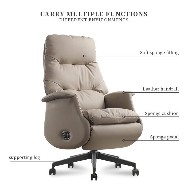 Luxury modern reclining lunch break chair leather executive manager office chair