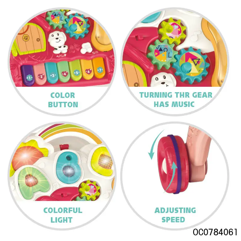 Baby Walker Multifunction Infant Stand-to-Sit Toddler Four Wheels Trolley Kids Learning Walking Toddler Toys Piano