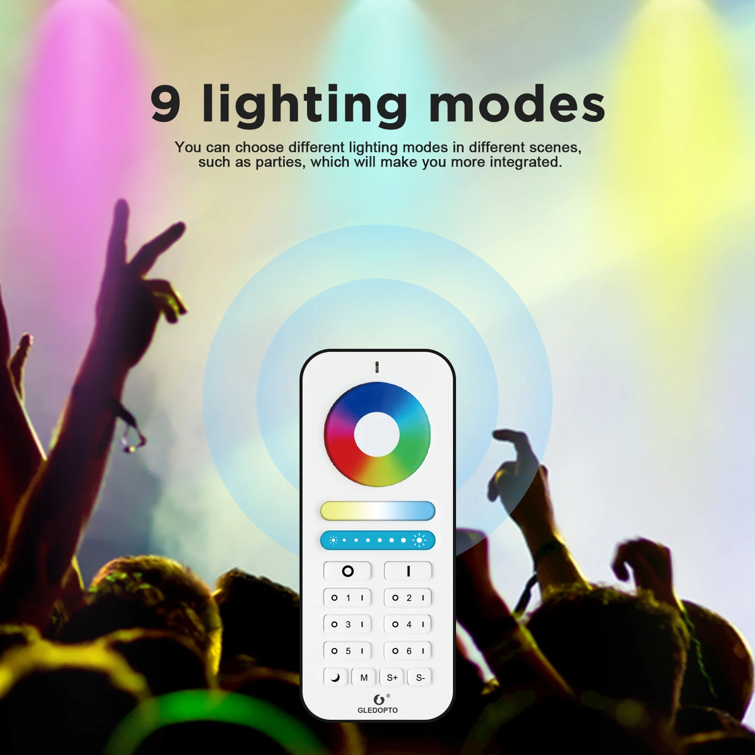 2.4G RF 6ZONE RGB+CCT LED touch remote control compatible with Pro version lights and controllers control downlight/spotlight