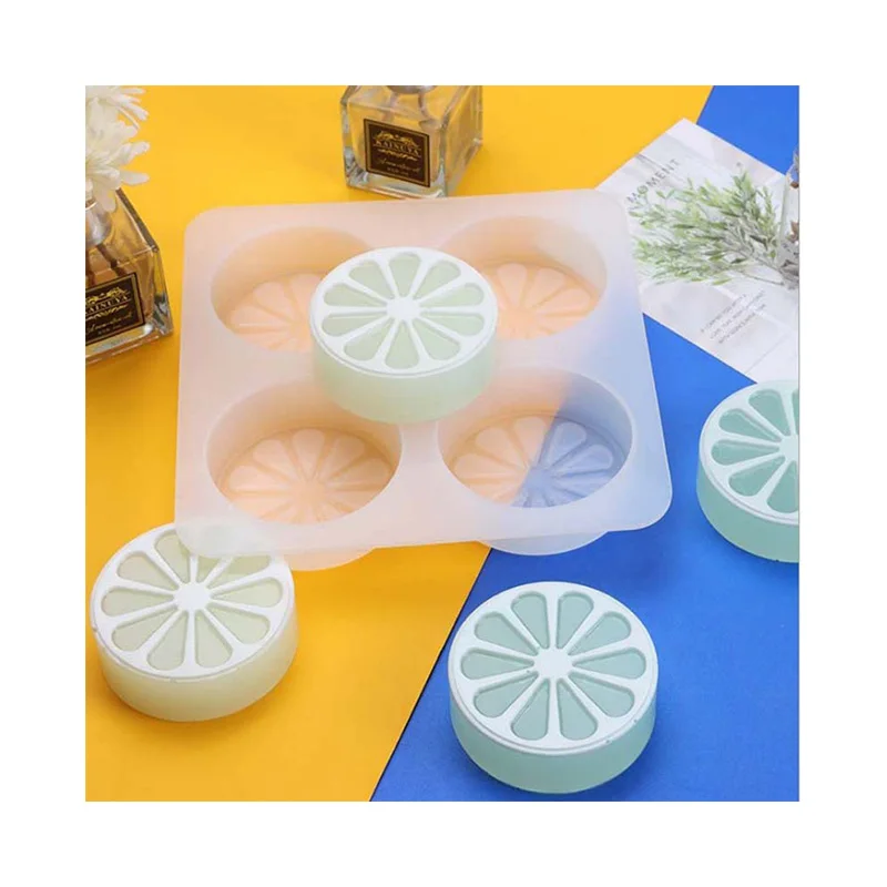 Diy 4 Even Orange Orange Silica Gel Mold Four Hole Lemon Soap Mold Silica Gel Cake Manual Soap Mold