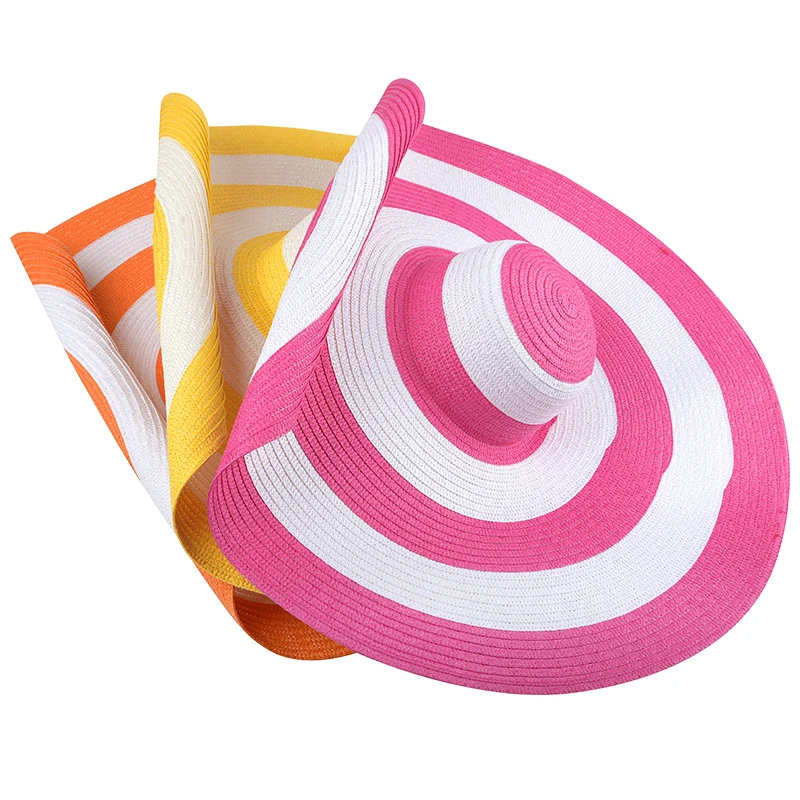 JAKIJAYI Casual Oversized Brim Sunshade Straw Hat Fashion Wild Dome Holiday Beach Straw Hat Summer Foldable Straw Hat