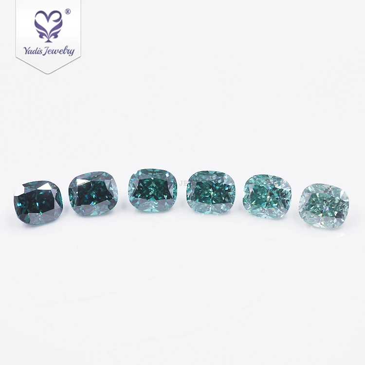 Yadis moissanite green for engagement ring long cushion cut loose moissanites jewelry value per carat