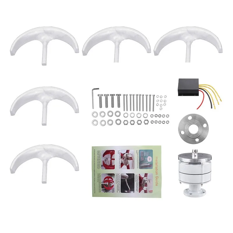 500W 12V Vertical Axis Wind Turbines Windmill Power Charge Generator with Motor Kit 5 Blades Lantern Camping Home Made in China