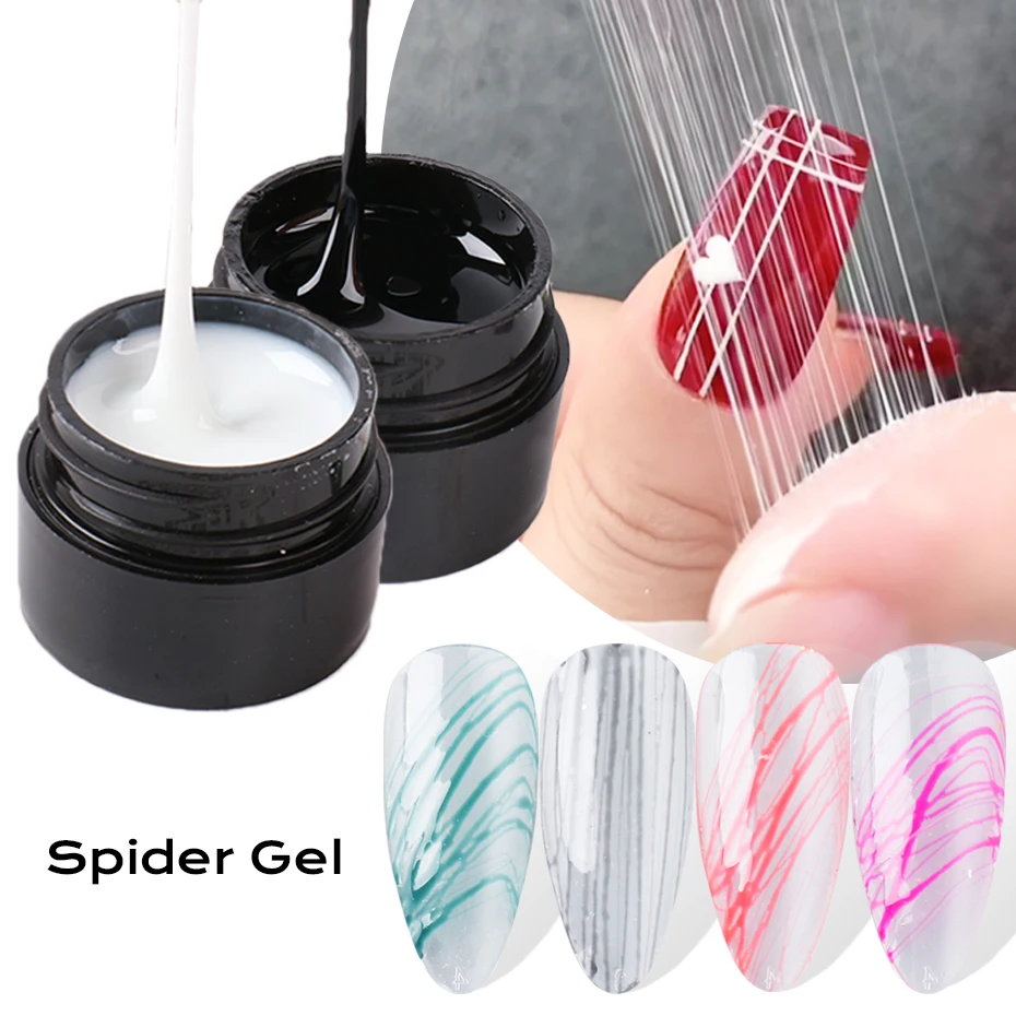 Wire Drawing Gel Nails Polish Spider Web Varnish Painting Liner DIY Design Black White Lacquer Silk UV Glue Manicure