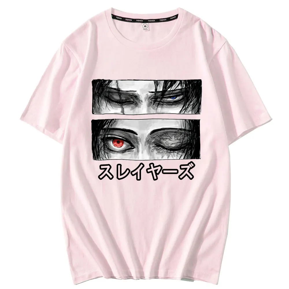 100% Cotton Japanese Anime Attack on Titan Ackerman Eye Print Top Ulzzang Men T-shirt