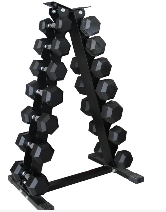 High Quality Rubber Coated Hex Rubber Dumbbell From 2.5KG-60KG Wholesale Price