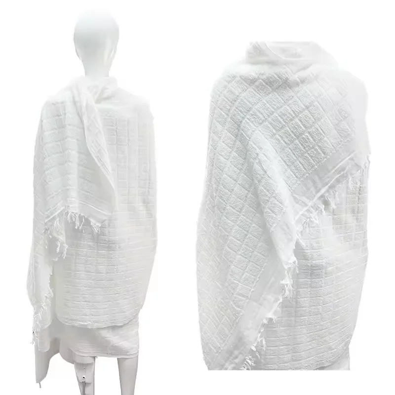 110*210cm High Quality 100% Polyester Jacquard Muslim Haji Ihram Towel Spot Pilgrimage Towel White Ihram Hajj and Umrah Towel