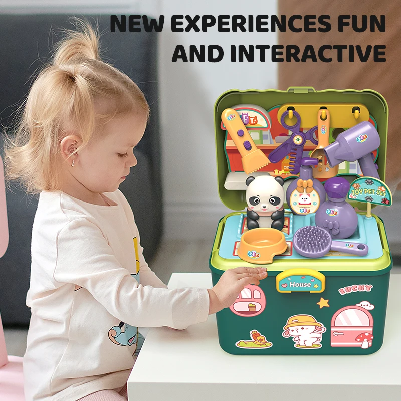 Leemook New Simulation Portable Storage House Box Pretend Play pet panda doll playhouse Kids care toy