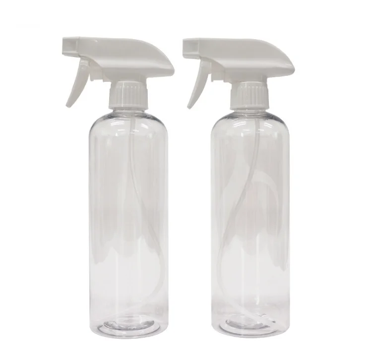 28/410 neck 500ml 16oz PET Plastic Round Shape transparent trigger mist spray Bottle for car wash cleaner removal