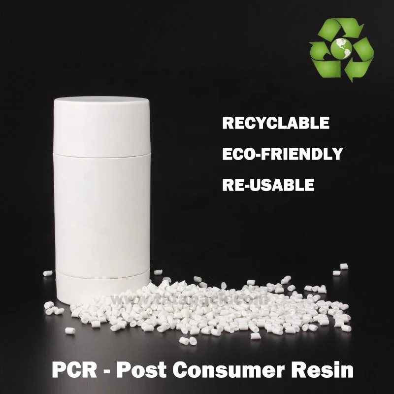 
Recyclable 100% PCR Plastic PP Matte White Deodorant Stick Container 75ml 50ml Empty Twist Up Deodorant Stick Bottle 