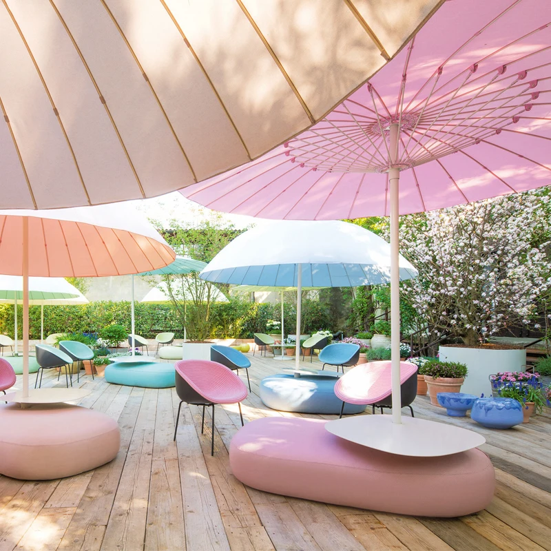 Outdoor Umbrella Patio Big Size Commercial Heavy Duty Restaurant Cafe Hotel Garden D2.5M D3M round shape red Patio Parasols