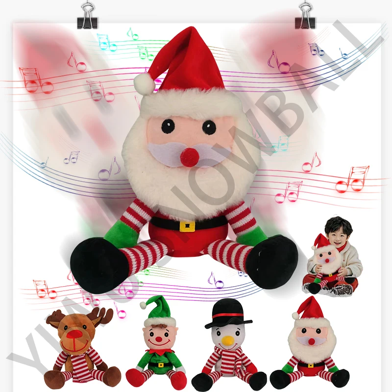 Newest Unique Design Christmas Decorations Gifts Electric Sing Dance Long Arm Leg Santa Claus Stuffed Plush Toys for Kids