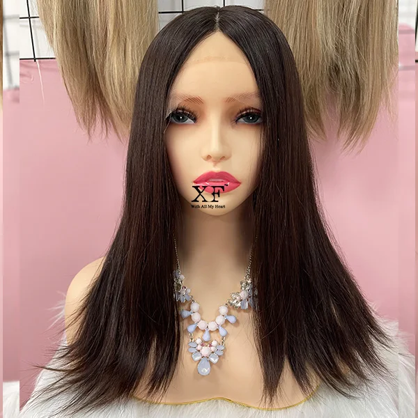 Natural Looking Full Hand Tied 100% Virgin Human Hair Medical Wigs Cancer Wigs With Comfortable Cap