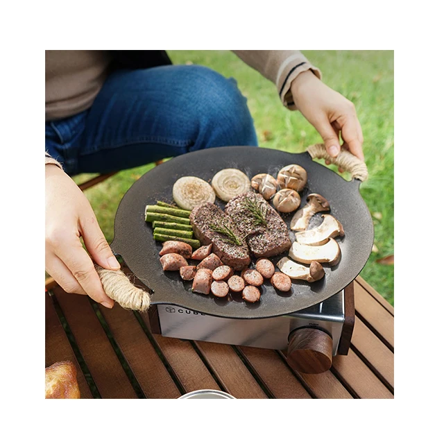 Hot sale outdoor camping korean bbq grill pan cast iron grill cooking pan