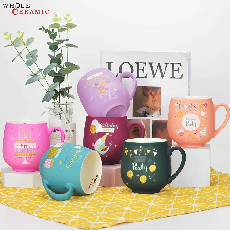 Wholesale customized colorful soft touch rubber coated ceramic stoneware mug in various shape and colors factory supplier