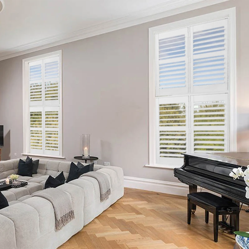 Interior plastic shutter PVC finish shutters parts plantation shutter